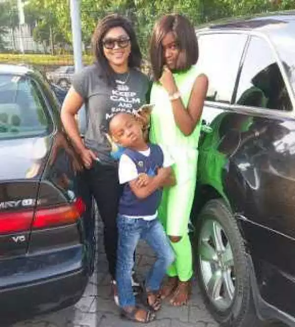 Actress Mercy Aigbe Steps Out With Her Adorable Kids [Photos]